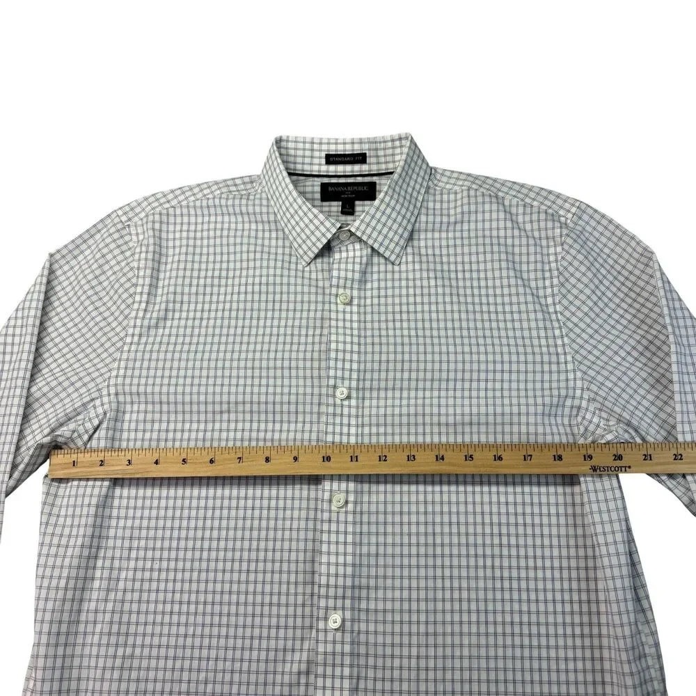 Banana Republic Shirt Men's Large Multicolor Checks Non-iron Standard Fit Preppy
